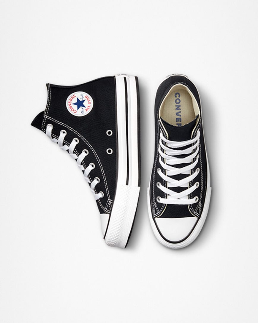 Pantofi Platforma Fete Converse Chuck Taylor All Star Lift Inalti Negrii Albi Negrii | RO ZXIRL769